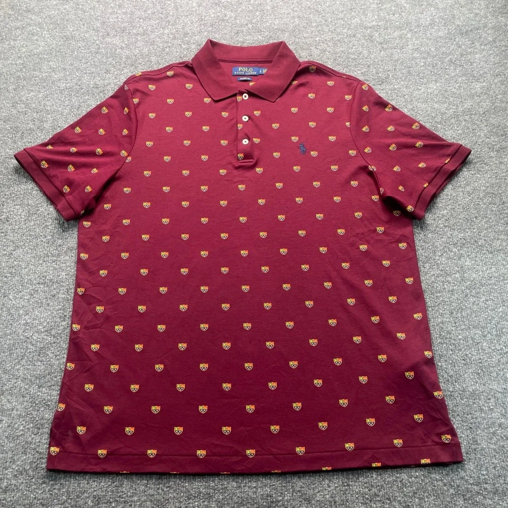 Polo Ralph Lauren Polo Shirt Mens Large Burgundy Crest Classic Fit